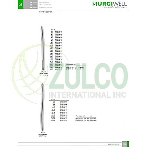 Hegar Uterine Dilators 2.0mm - Item Code 26-6196-02